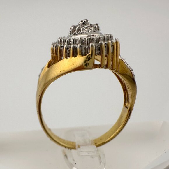 Marquise Cut 1/2 Carat Diamond Ring - Gold Overlaying Sterling Silver Size 8 - Picture 11 of 16